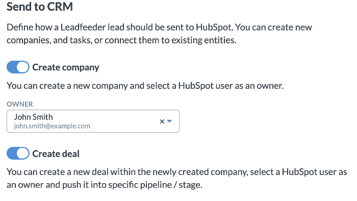synchronizacja danych Leadfeeder z HubSpot